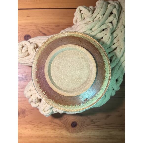 Brad Tucker Cedar Creek NC Studio Pottery Bowl-Ash Drip Celadon Teal Glaze-12'' - Picture 7 of 9